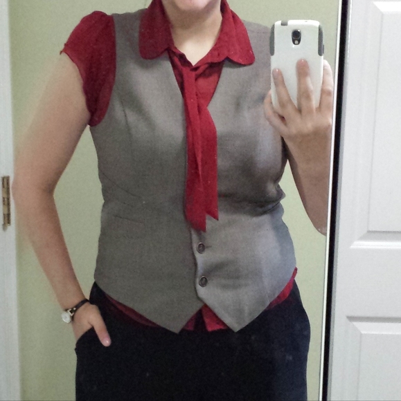 le chateau ladies suiting vest, grey-brown, US LG - Picture 10 of 13